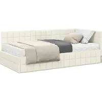 Syfax Hoekbedframe met Matras 2 st Crème 100 x 200 cm Fluweel