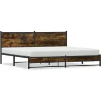 vidaXL Bedframe zonder matras metaal gerookt eikenkleurig 200x200 cm