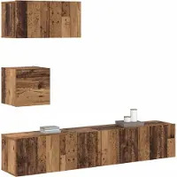 Syfax Tv-meubelset Wandgemonteerd 3 pcs Oud Hout Bewerkt hout