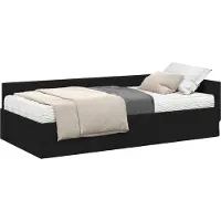 Syfax Hoekbedframe met Matras 2 st Zwart 90 x 200 cm Stof