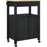 Syfax Keuken Trolley MONZA Zwart 60 x 40 x 88,5 cm Massief Vurenhout