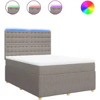 vidaXL Boxspring met matras stof taupe 140x200 cm
