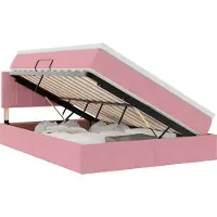 vidaXL - LED - opbergbed - met - matras - Roze - 140 - x - 200 - cm - Fluweel