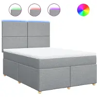 vidaXL Boxspring met matras stof lichtgrijs 140x190 cm