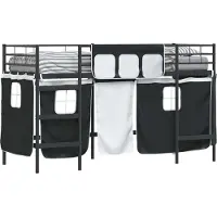 Syfax Bunkbed voor kinderen met gordijnen Effen Zwart 100 x 190 cm