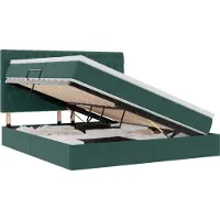 vidaXL LED opbergbed met matras Donkergroen 180 x 200 cm Fluweel