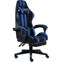 The Living Store De Living Store gaming stoel met voetsteun, zwart en blauw, kunstleer