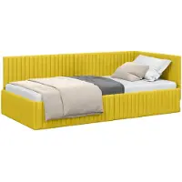 vidaXL Hoek Bed Frame met hoofdeinde Geel 100 cm x 200 cm Fluweel