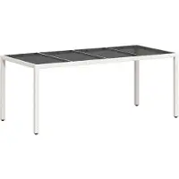 Syfax Tuintafel met glazen blad 190x90x75 cm poly rattan wit