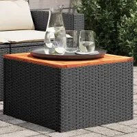 Prolenta Maison Exclusive - Tuintafel, zwart, 55 x 55 x 37 cm, gemaakt van polyrotan en acaciahout
