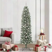 Prolenta Maison Exclusive - Kunstkerstboom, slank model, groen en wit, 210 cm