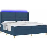 Syfax Boxspringbed met LED-stripverlichting Blauw 200 x 200 cm Stof