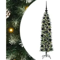 Syfax Kunstmatige slanke kerstboom met 150 LED Groen en Wit 120 cm