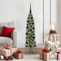 Prolenta Maison Exclusive - Kunstkerstboom, slank model, groen en wit, 120 cm