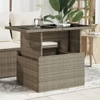 Prolenta Maison Exclusive - Tuintafel met glazen blad, grijs, 100x55x73 cm, polyrotan