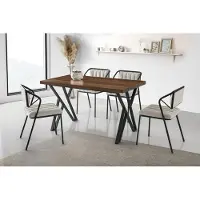 AEA Garnitur Esszimmer Tisch Essecke Esstisch Holztisch Stühle 5tlg Braun