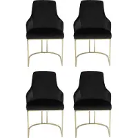 AEA Designer Schwarze 4x Metallstühle Edelstahl Polster Möbel
