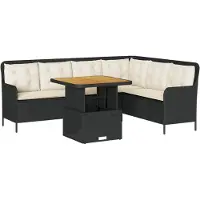 vidaXL 2-delige Loungeset met kussens poly rattan zwart