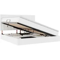 vidaXL Opbergbed met LED met opslag Zuiver Wit 200 x 200 cm Kunstleer