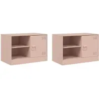 Syfax Tv-meubelen 2 st 67x39x44 cm staal roze