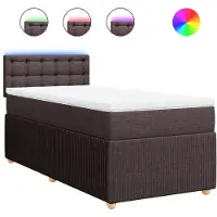 vidaXL Boxspring met matras stof donkerbruin 90x200 cm