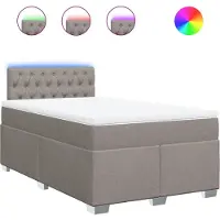 vidaXL Boxspring met matras stof taupe 120x190 cm