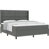 vidaXL Boxspringbed met kussen Donkergrijs 200 x 180 cm Stof