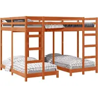 Syfax Drie-hoog Bunk Bed Frame Wasbruin 160 x 200 cm