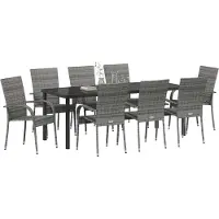 vidaXL Tuin Eettafel Set 5 st Grijs Gepoedercoat staal
