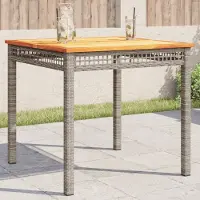 Prolenta Maison Exclusive - Tuintafel, grijs, 80x80x75 cm, polyrotan en acaciahout