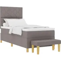 vidaXL Boxspringbed met matras en hoofdeinde, taupe, 90 x 190 cm, stof