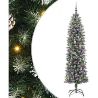 Syfax Kunstmatige slanke kerstboom met 300 LED Groen en Wit 210 cm