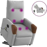 Syfax Sta-op-massagestoel elektrisch verstelbaar stof wolk grijs