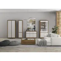 AEA Wohnzimmer Set Vitrine Kommode Wohnwände Kommoden Schrank Tisch Möbel Holz 4tlg