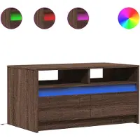 vidaXL Salontafel met LED-verlichting bewerkt hout bruin eikenkleur