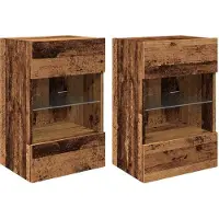 vidaXL Wandkasten met LED-verlichting voor tv 2 st 40x30x60,5 cm oud houtkleurig