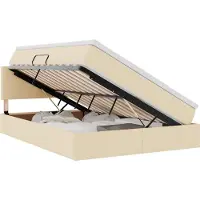 vidaXL LED opbergbed met matras Crème 140 x 200 cm Stof