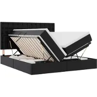 vidaXL Opbergbed met LED met hoofdeinde Zwart 200 x 200 cm Kunstleer
