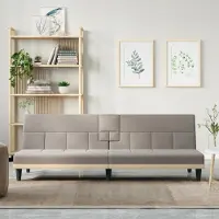 Prolenta Maison Exclusive - Slaapbank met bekerhouders, taupekleurige stof
