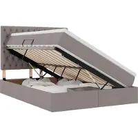 vidaXL LED opbergbed met matras Taupe 140 x 200 cm Stof