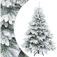 Syfax Kunst Kerstboom met Geveerde Takken, Sneeuw Bedekt Wit 120 cm