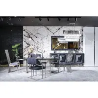 AEA Esszimmer Komplett Tisch 4 Stühle Anrichte Spiegel Set 7tlg Esstisch