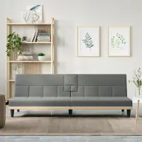 Prolenta Maison Exclusive - Slaapbank met bekerhouders, donkergrijs, stoffen bekleding