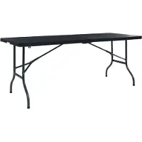 Prolenta Maison Exclusive - Opklapbare tuintafel, zwart, 180x75x72 cm, HDPE, met het uiterlijk van riet