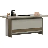 AEA Eleganter Schreibtisch in Beige-Grau mit großzügiger Arbeitsfläche Ausstattung