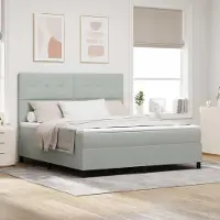 Prolenta Maison Exclusive - LED boxspringbed met hoofdeinde, lichtgrijs, 180 x 200 cm, fluweel