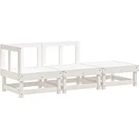 vidaXL 3-delige Loungeset massief grenenhout wit