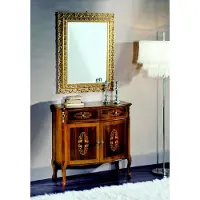 AEA Kommode Holz Möbel Barock mit Spiegel Luxus Italienische Möbel 2tlg Garnitur