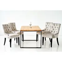 AEA Tisch + 6x Chesterfield Stühle Gruppe Stuhl Garnitur Polster Lehn Holz Esszimmer