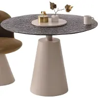 AEA Stilvoller Rundtisch Esszimmertisch Schwarze Tischplatte Standfuß